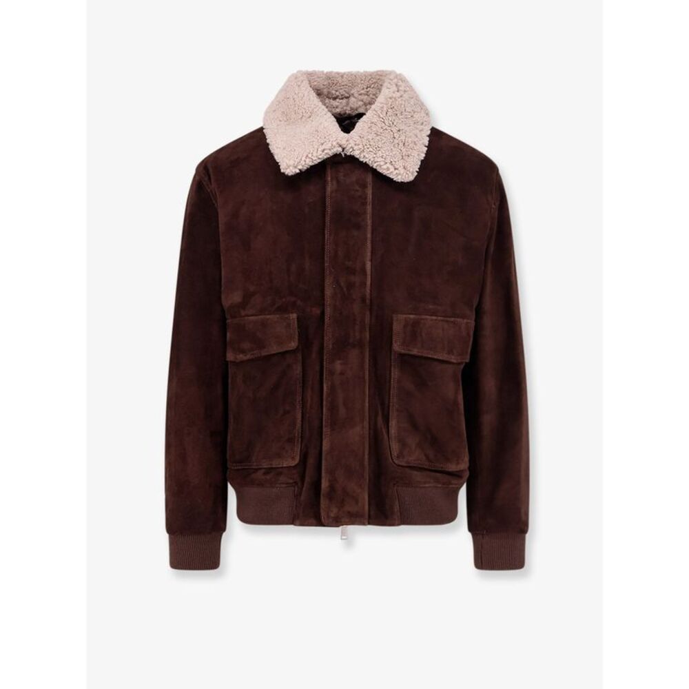 Arma Men Suede Jacket With Fur Collar